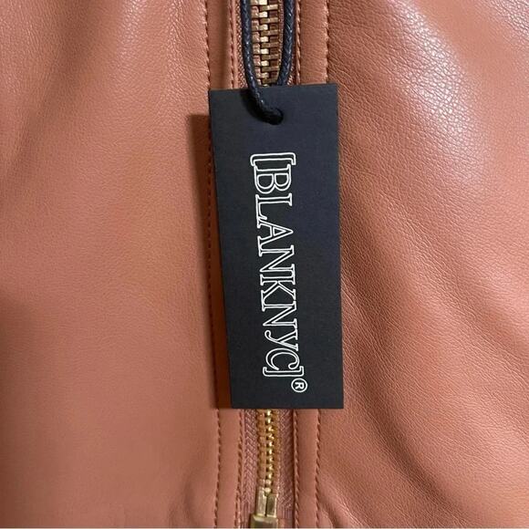 Blank NYC Moto Vegan Faux Leather Biker Motorcycle Jacket Camel Tan Size Medium - Picture 9 of 12